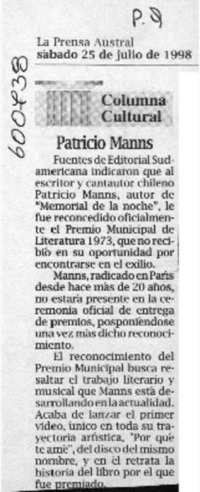 Patricio Manns  [artículo]