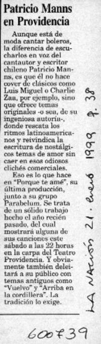Patricio Manns en Providencia  [artículo]