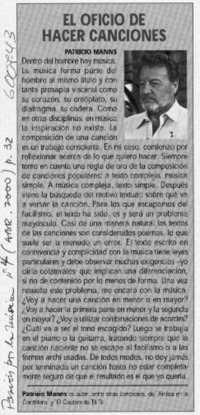 El oficio de hacer canciones  [artículo]