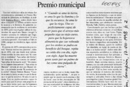 Premio municipal  [artículo] Héctor Edo. Espinoza Viveros