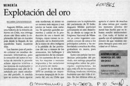 Explotación del oro  [artículo] Ricardo Couyoumdjian