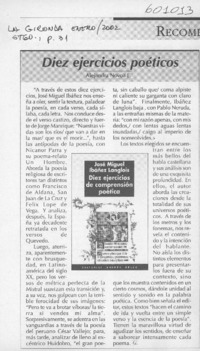 Diez ejercicios poéticos  [artículo] Alejandra Novoa E.