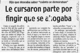Le cursaron parte por fingir que se ahogaba  [artículo]