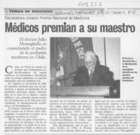 Médicos premian a su maestro  [artículo]