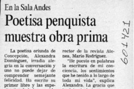 Poetisa penquista muestra obra prima  [artículo]