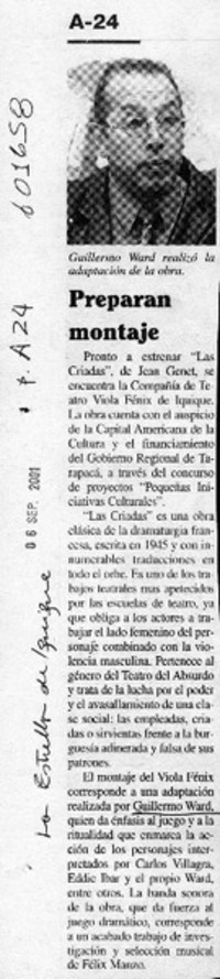 Preparan montaje  [artículo]