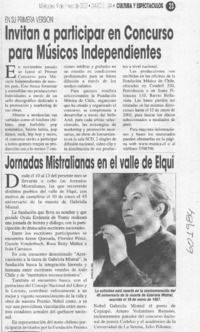 Jornadas Mistralianas en el Valle de Elqui  [artículo]