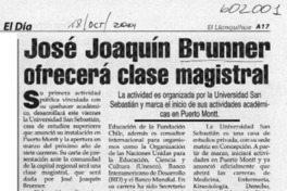 José Joaquín Brunner ofrecerá clase magistral  [artículo] Marta Zúñiga Gatica