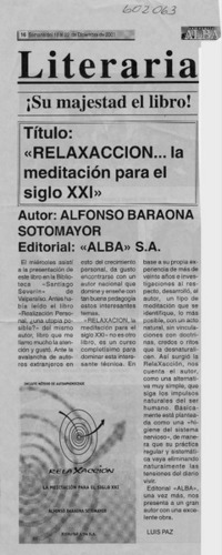 "Relaxacción, la meditación para el siglo XXI"  [artículo] Luis Paz
