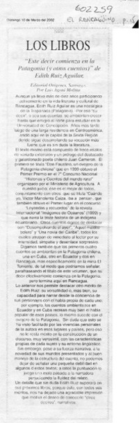 "Este decir comienza en la Patagonia (y otros cuentos)" de Edith Ruiz Aguilar  [artículo] Luis Agoni Molina