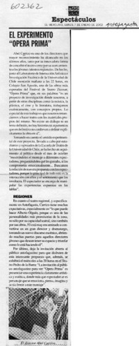 El experimento "Ópera prima"  [artículo]