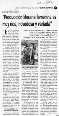"Producción literaria femenina es muy rica, novedosa y variada"  [artículo]