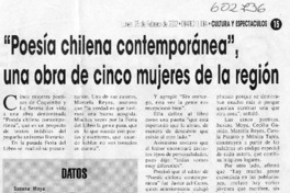 "Poesía chilena contemporánea", una obra de cinco mujeres de la región  [artículo]