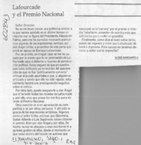 Lafourcade y el Premio Nacional  [artículo] Ulises Nancuante Almonacid