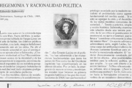 Hegemonia y racionalidad política  [artículo]