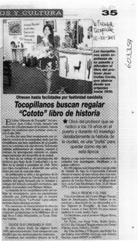 Tocopillanos buscan regalar "Cototo" libro de historia  [artículo]