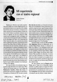 Mi experiencia con el teatro regional