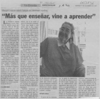 "Más que enseñar, vine a aprender"  [artículo]