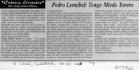 Pedro Lemebel, Tengo miedo torero  [artículo] Jorge Arturo Flores