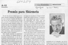 Premio para Skármeta  [artículo] Oscar Castro