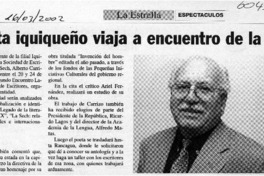 Poeta iquiqueño viaja a encuentro de la Sech  [artículo]