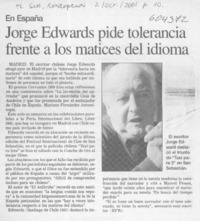 Jorge Edwards pide tolerancia frente a los matices del idioma  [artículo]