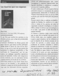 Las guerras que nos esperan  [artículo] V. D.