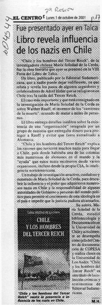 Libro revela influencia de los nazis en Chile
