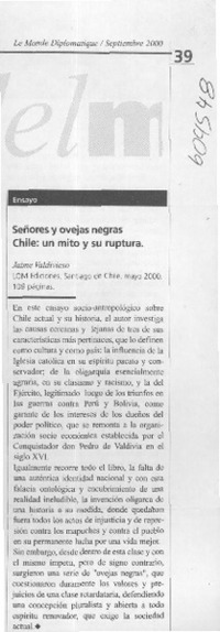 Señores y ovejas negras Chile, un mito y su ruptura  [artículo]