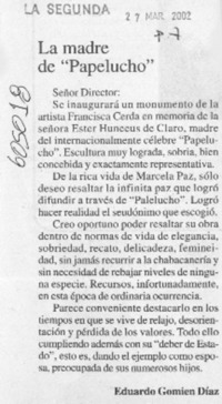 La madre de "Papelucho"  [artículo] Eduardo Gomien Díaz
