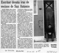 Escritor desata iras de vecinos de San Antonio  [artículo]