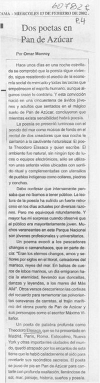 Dos poetas en Pan de Azúcar  [artículo] Omar Monroy