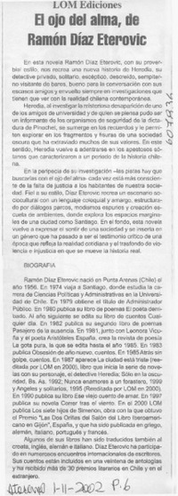 El ojo del alma, de Ramón Díaz Eterovic  [artículo]