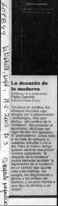 La desazón de lo moderno  [artículo]