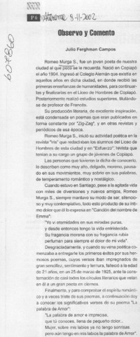 Observo y comento  [artículo] Julio Ferghman Campos