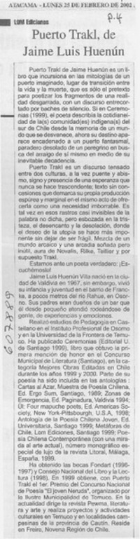 Puerto Trakl, de Jaime Luis Huenún  [artículo]