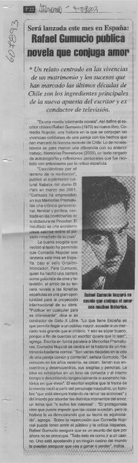 Rafael Gumucio publica novela que conjuga amor  [artículo]