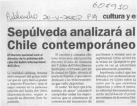 Sepúlveda analizará al Chile contemporáneo  [artículo]