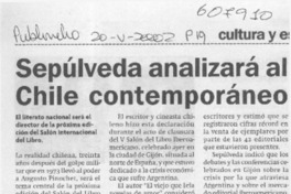 Sepúlveda analizará al Chile contemporáneo  [artículo]