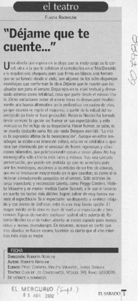 "Déjame que te cuente"  [artículo] Flavia Radrigán