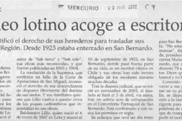 Mausoleo lotino acoge a escritor  [artículo] Pilar Espinosa