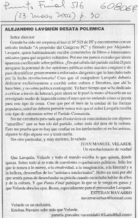 Alejandro Lavquen desata polémica  [artículo]