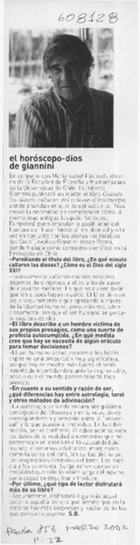 El horóscopo-dios de Giannini  [artículo] S. B.