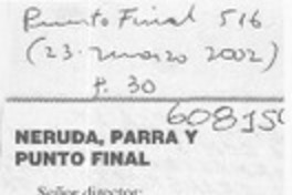Neruda, Parra y el Punto Final  [artículo] Sergio Donoso
