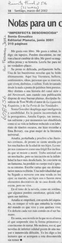 Imperfecta desconocida  [artículo] Fernando Jerez