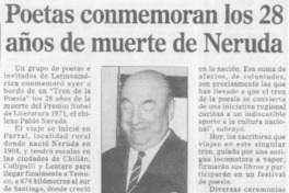 Poetas conmemoran los 28 años de muerte de Neruda  [artículo]