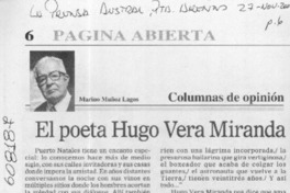El poeta Hugo Vera Miranda  [artículo] Marino Muñoz Lagos