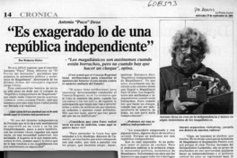 "Es exagerado lo de una república independiente"  [artículo] Roberto Hofer