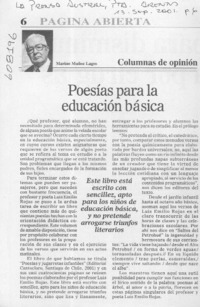 Poesías para la educación básica  [artículo] Marino Muñoz Lagos