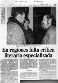 En regiones falta crítica literaria especializada  [artículo]